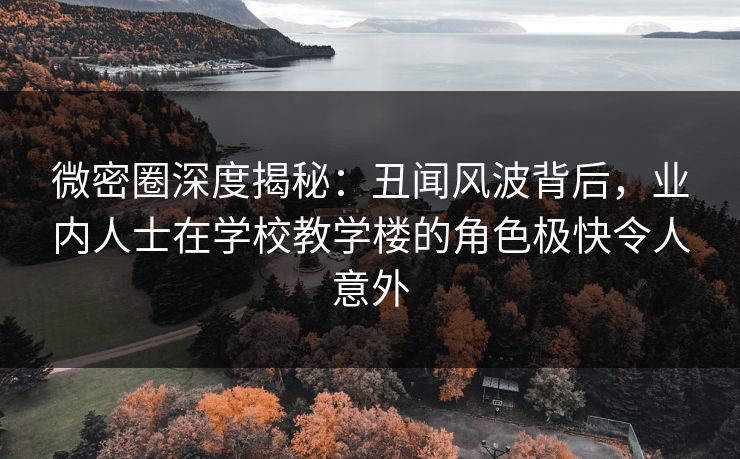 详细阅读:微密圈深度揭秘:丑闻风波背后,业内人士在学校教学楼的角色极快令人意外 微密圈深度揭秘:丑闻风波背后,业内人士在学校教学楼的角色极快令人意外