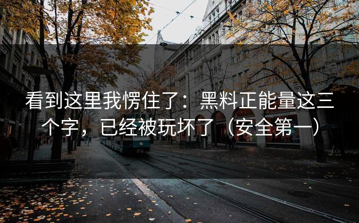 看到这里我愣住了：黑料正能量这三个字，已经被玩坏了（安全第一）