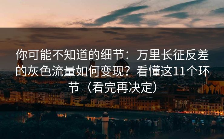 你可能不知道的细节：万里长征反差的灰色流量如何变现？看懂这11个环节（看完再决定）